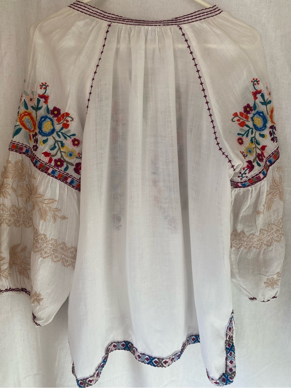 NWOT Johnny Was white Allegra peasant blouse colorful floral embroidery size L - Picture 12 of 16